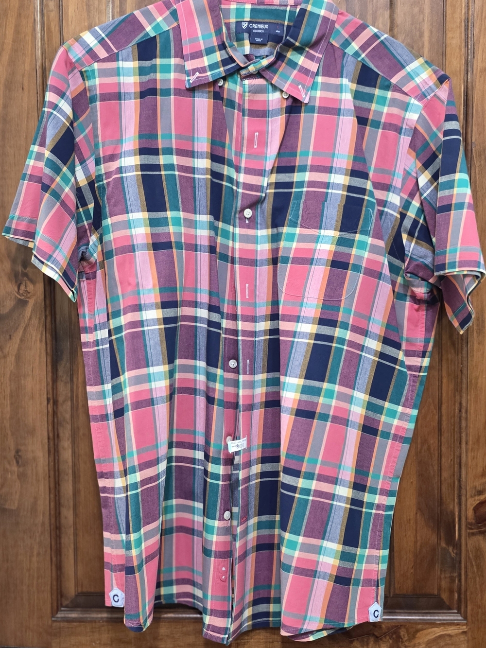 Daniel Cremieux Pink Multicolor Plaid Short-Sleeve Button-Down Shirt